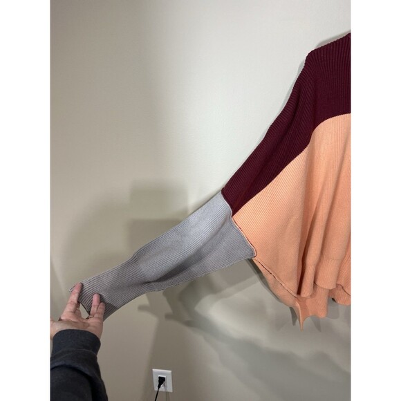 FREE PEOPLE Easy Street Oversized Sweater Color Block In Peach Combo Size Small - Picture 4 of 9